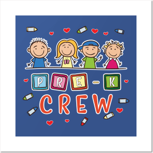 Pre-K Crew Preschool Back To School T-Shirt 1st Grade Pre-School Posters and Art